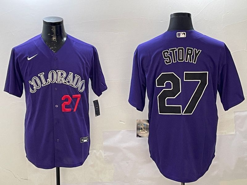 Men Colorado Rockies #27 Story Purple Game 2025 Nike MLB Jersey style 3->colorado rockies->MLB Jersey